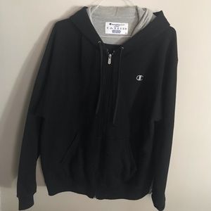 Champion Brand Dark Blue Hood Jacket. Extra Large Size. Authentic Champion Wear.